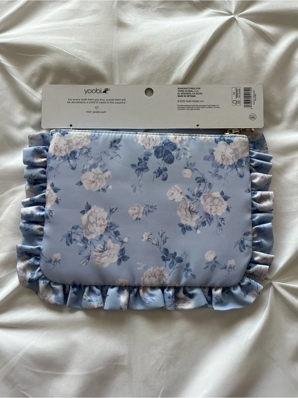 NWT Love Shack Fancy X Target Floral Ruffle Accessory Pouch - Blue
